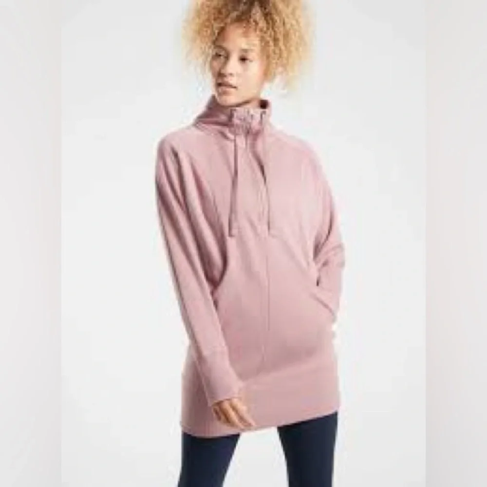 Athleta Cozy Karma 1/4 Zip Dress, Dogwood Mauve